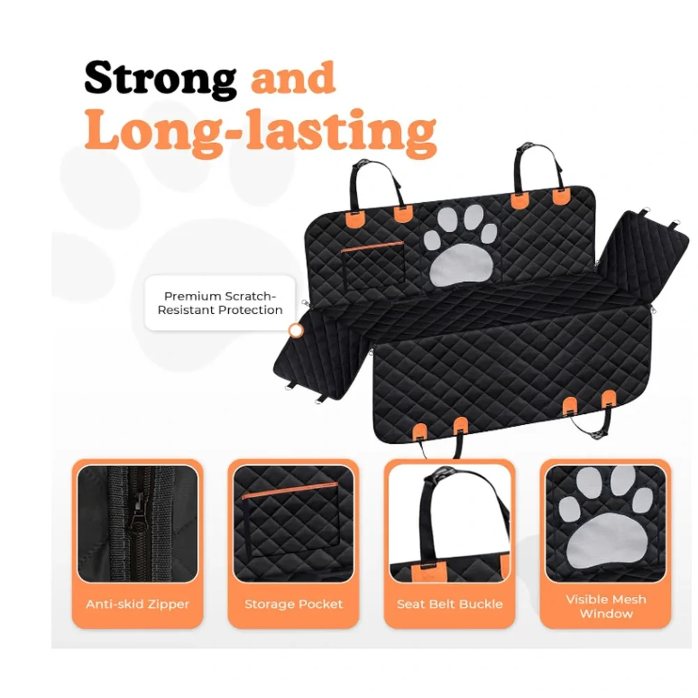 Dog Car Seat Cover For Back Seat, 100% Waterproof Hammock & Seat Protector NEW